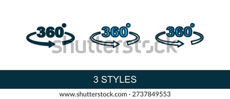 Filled outline 360 degree view icon isolated on white background. Virtual reality. Angle 360 degree camera. Panorama photo.  Vector