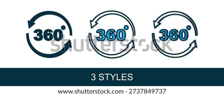 Filled outline 360 degree view icon isolated on white background. Virtual reality. Angle 360 degree camera. Panorama photo.  Vector