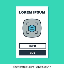 Filled outline 3d modeling icon isolated on turquoise background. Augmented reality or virtual reality.  Vector