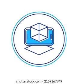 Filled outline 3d modeling icon isolated on white background. Augmented reality or virtual reality.  Vector