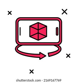 Filled outline 3d modeling icon isolated on white background. Augmented reality or virtual reality.  Vector