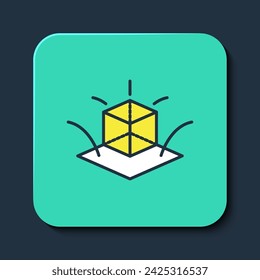 Filled outline 3d modeling icon isolated on blue background. Augmented reality or virtual reality. Turquoise square button. Vector