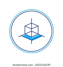 Filled outline 3d modeling icon isolated on white background. Augmented reality or virtual reality.  Vector