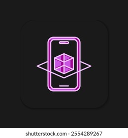 Filled outline 3d modeling icon isolated on black background. Augmented reality or virtual reality. Flat filled outline style with shadow. Vector