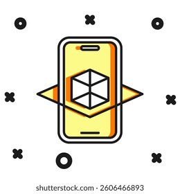Filled outline 3d modeling icon isolated on white background. Augmented reality or virtual reality. Flat filled outline style with shadow. Vector