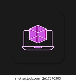 Filled outline 3d modeling icon isolated on black background. Augmented reality or virtual reality. Flat filled outline style with shadow. Vector