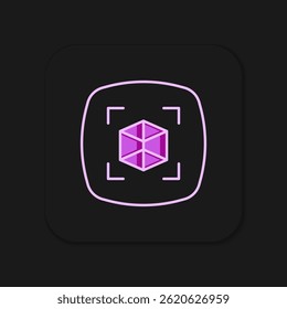 Filled outline 3d modeling icon isolated on black background. Augmented reality or virtual reality. Flat filled outline style with shadow. Vector
