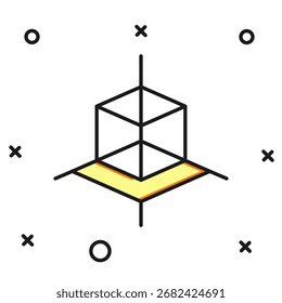 Icono de modelado 3d de contorno lleno aislado sobre fondo blanco. Realidad aumentada o realidad virtual. Estilo de contorno relleno plano con sombra. Vector