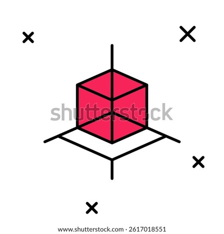 Filled outline 3d modeling icon isolated on white background. Augmented reality or virtual reality.  Vector