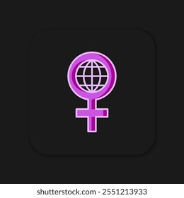 Icono de contorno relleno de 8 de marzo aislado sobre fondo negro. Día Internacional de la Mujer Feliz. Estilo de contorno relleno plano con sombra. Vector