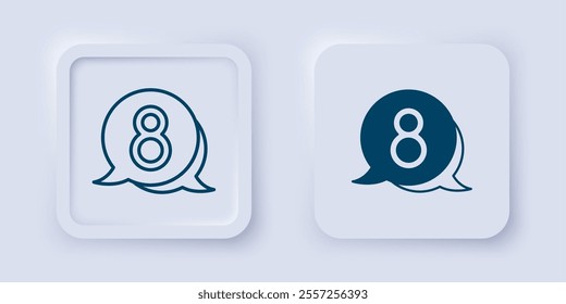 Filled and outline 8 March in speech bubble icon isolated on grey background. International Happy Women Day. Square button. Vector