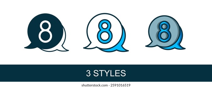 Filled outline 8 March in speech bubble icon isolated on white background. International Happy Women Day.  Vector