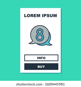 Filled outline 8 March in speech bubble icon isolated on turquoise background. International Happy Women Day.  Vector