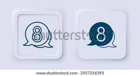 Filled and outline 8 March in speech bubble icon isolated on grey background. International Happy Women Day. Square button. Vector