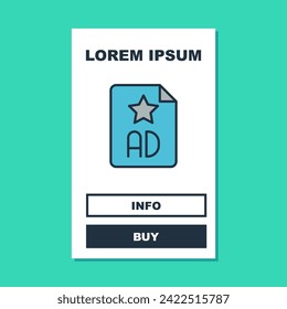 Filled outline Advertising icon isolated on turquoise background. Concept of marketing and promotion process. Responsive ads. Social media advertising.  Vector