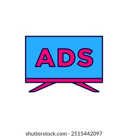 Filled outline Advertising icon isolated on white background. Concept of marketing and promotion process. Responsive ads. Social media advertising.  Vector