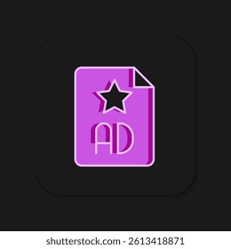 Filled outline Advertising icon isolated on black background. Concept of marketing and promotion process. Responsive ads. Social media advertising. Flat filled outline style with shadow. Vector