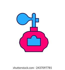 Filled outline Aftershave bottle with atomizer icon isolated on white background. Cologne spray icon. Male perfume bottle.  Vector