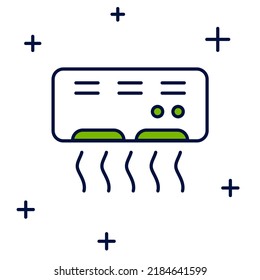 Filled outline Air conditioner icon isolated on white background. Split system air conditioning. Cool and cold climate control system.  Vector