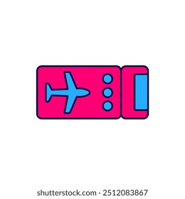 Filled outline Airline ticket icon isolated on white background. Plane ticket.  Vector