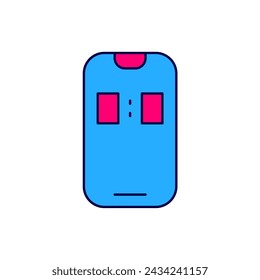Filled outline Alarm clock app smartphone interface icon isolated on white background.  Vector
