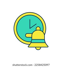 Filled outline Alarm clock icon isolated on white background. Wake up, get up concept. Time sign.  Vector