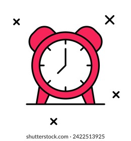 Filled outline Alarm clock icon isolated on white background. Wake up, get up concept. Time sign.  Vector