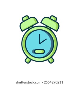 Filled outline Alarm clock icon isolated on white background. Wake up, get up concept. Time sign. Flat filled outline style with shadow. Vector