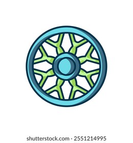 Filled outline Alloy wheel for car icon isolated on white background. Flat filled outline style with shadow. Vector