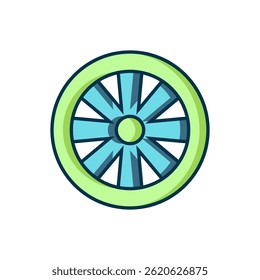 Roda de liga de contorno preenchido para ícone de carro isolado no fundo branco. Estilo de contorno preenchido plano com sombra. Vetor