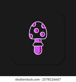 Filled outline Amanita muscaria or fly agaric hallucinogenic toadstool mushroom icon isolated on black background. Spotted poisonous mushroom. Flat filled outline style with shadow. Vector