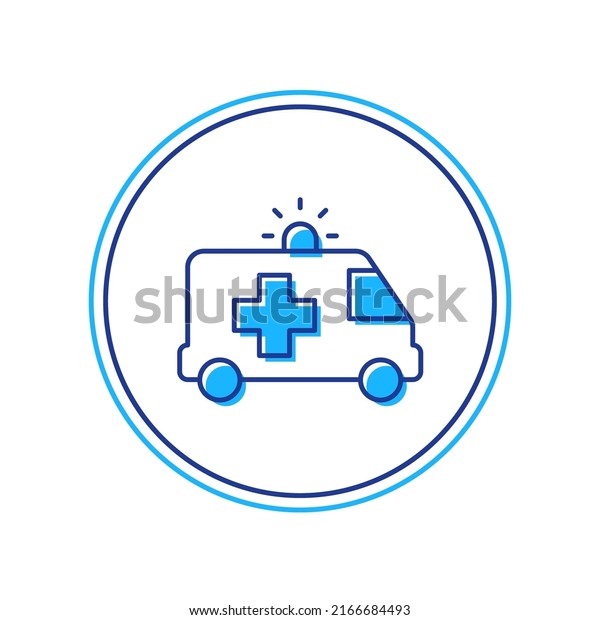 Filled outline Ambulance and emergency car icon\
isolated on white background. Ambulance vehicle medical evacuation.\
 Vector