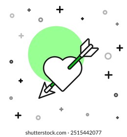 Filled outline Amour symbol with heart and arrow icon isolated on white background. Love sign. Valentines symbol.  Vector