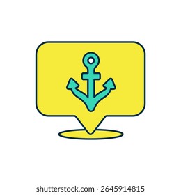 Filled outline Anchor icon isolated on white background.  Vector