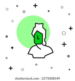 Filled outline Ancient bust sculpture icon isolated on white background.  Vector
