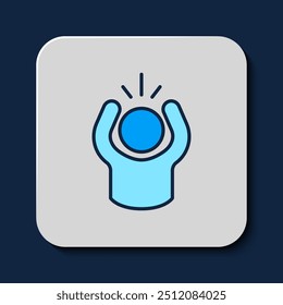 Filled outline Anger icon isolated on blue background. Anger, rage, screaming concept.  Vector