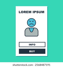 Filled outline Angry customer icon isolated on turquoise background.  Vector
