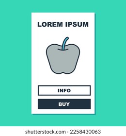 Icono de Apple con contorno relleno aislado en fondo turquesa. Exceso de peso. Menú de dieta saludable. Gimnasio dieta manzana.  Vector
