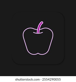 Filled outline Apple icon isolated on black background. Excess weight. Healthy diet menu. Fitness diet apple. Flat filled outline style with shadow. Vector