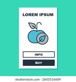 Filled outline Apple icon isolated on turquoise background. Excess weight. Healthy diet menu. Fitness diet apple.  Vector