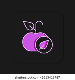 Filled outline Apple icon isolated on black background. Excess weight. Healthy diet menu. Fitness diet apple. Flat filled outline style with shadow. Vector