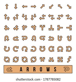 Conjunto de iconos de flechas de esquema rellenadas