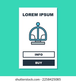 Filled outline Attraction carousel icon isolated on turquoise background. Amusement park. Childrens entertainment playground, recreation park.  Vector