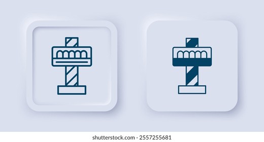 Filled and outline Attraction carousel icon isolated on grey background. Amusement park. Childrens entertainment playground, recreation park. Square button. Vector