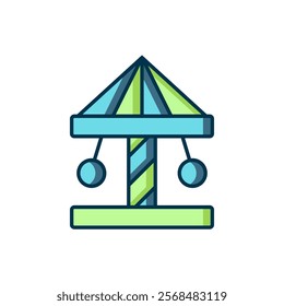 Filled outline Attraction carousel icon isolated on white background. Amusement park. Childrens entertainment playground, recreation park. Flat filled outline style with shadow. Vector