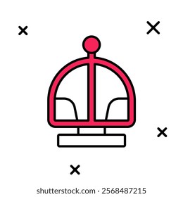 Filled outline Attraction carousel icon isolated on white background. Amusement park. Childrens entertainment playground, recreation park.  Vector