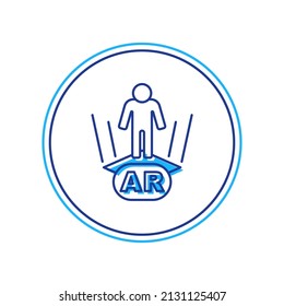 Filled outline Augmented reality AR icon isolated on white background. Virtual futuristic wearable devices.  Vector