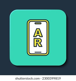 Filled outline Augmented reality AR icon isolated on blue background. Virtual futuristic wearable devices. Turquoise square button. Vector