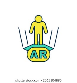 Filled outline Augmented reality AR icon isolated on white background. Virtual futuristic wearable devices.  Vector