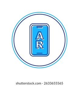 Filled outline Augmented reality AR icon isolated on white background. Virtual futuristic wearable devices.  Vector